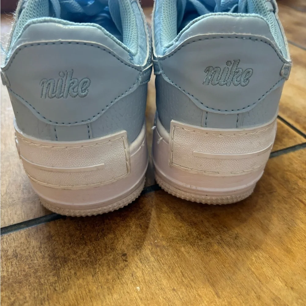 Nike Blue Leather Air Force 1 Shadow Baby Blue Ghost Sneakers